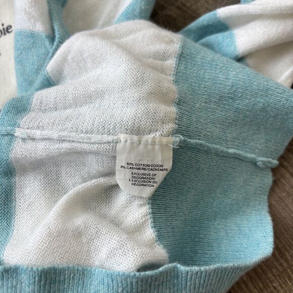 Vintage Abercrombie & Fitch Womens Cardigan Blue Striped Size L Y2K Logo Preppy - Picture 9 of 10